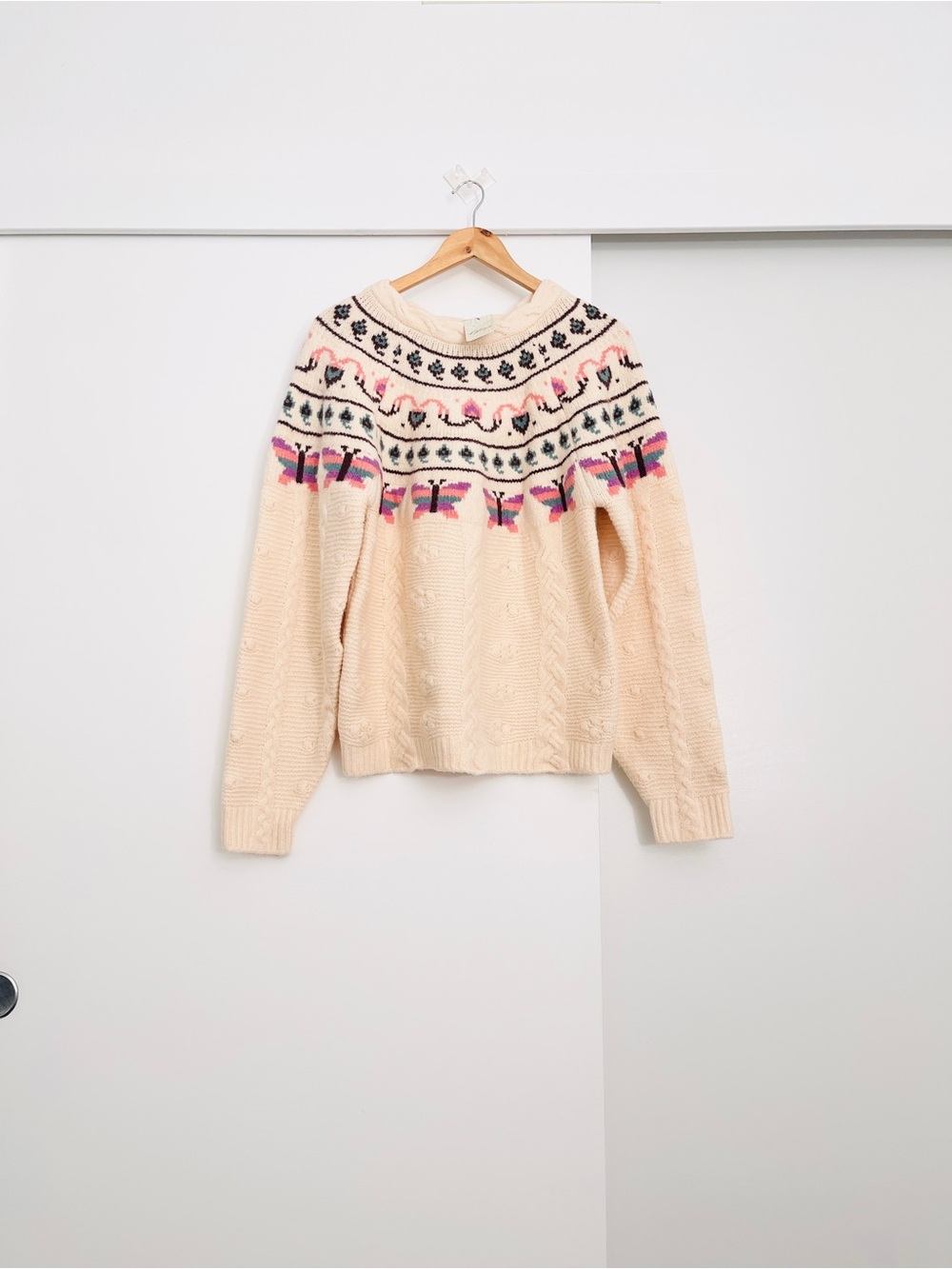 NWT Free People Blooming Bobbles Butterfly Knit Sweater Pullover Size Medium